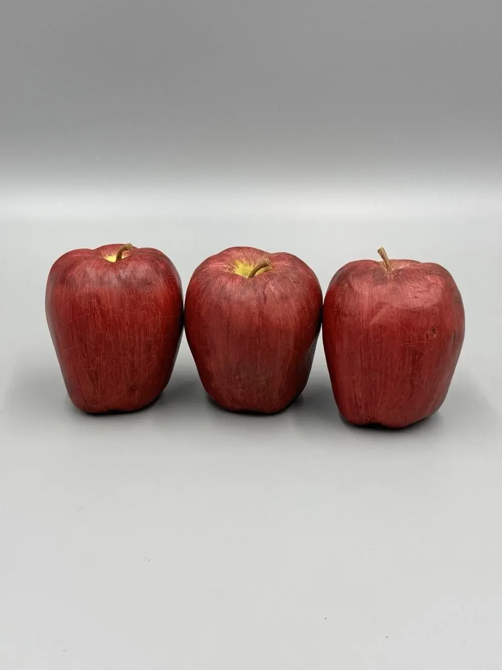 Apples Lot of 3 Red Realistic Artificial Fruit Imitation Home Decor Props